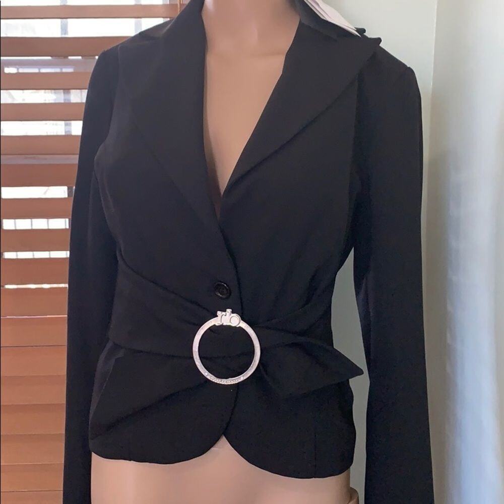 NWT ROCCOBAROCCO BLACK‎ BLAZER SILVER HARDWARE